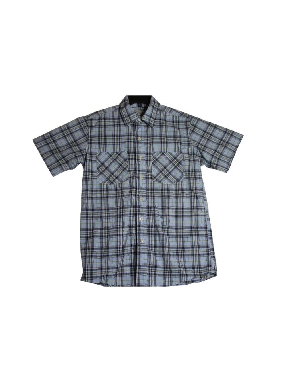 Carhartt Short Sleeve Blue Plaid Button Down Work Shirt Men's Medium